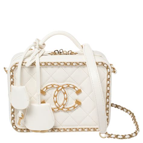 chanel chain around cc filigree vanity bag|Chanel vanity case with chain.